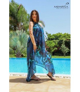 ROBE INES BLEUE ROSACES