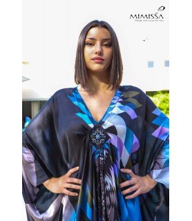 CAFTAN GEOMETRIQUE BLEU