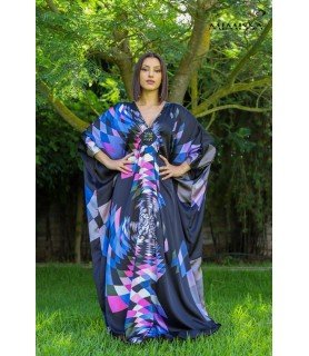 CAFTAN GEOMETRIQUE VIOLET