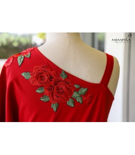 RED LACE FLOWER RENATA TUNIC