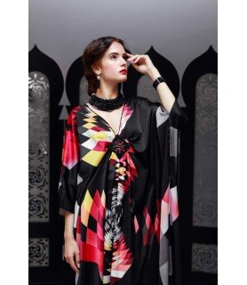 CAFTAN GEOMETRIQUE ROUGE