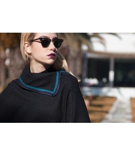 BLACK PONCHO WITH TURQUOISE...